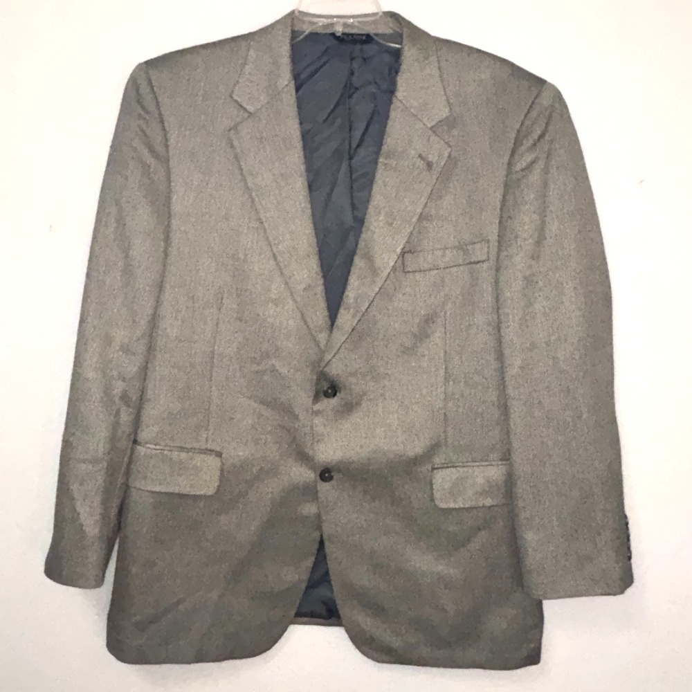 Jos A. Bank Silk Camel Hair houndstooth‎ blazer Men's 46R
